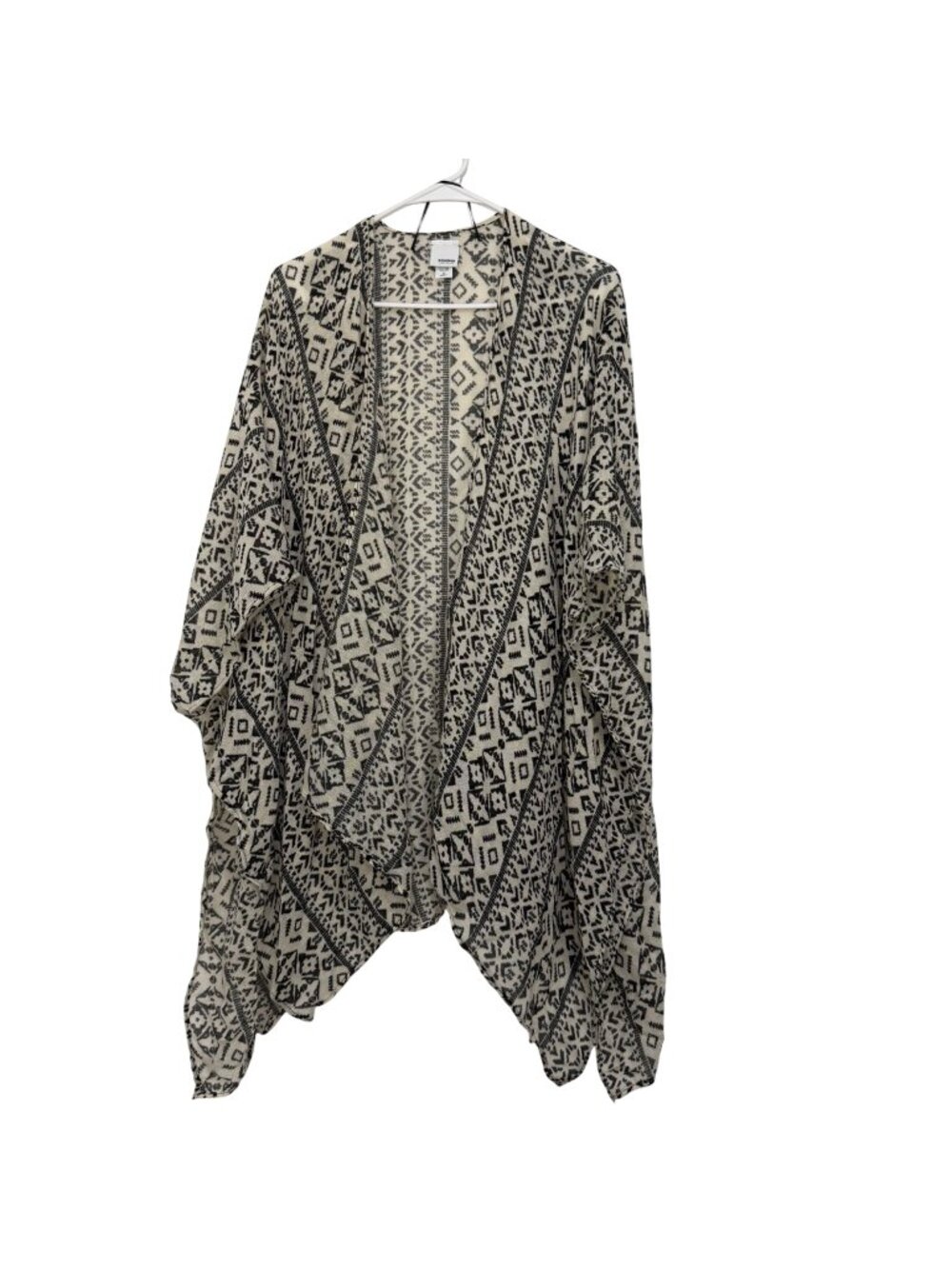 Sonoma Womens Black & White Geometric Trival Print Open Front Cardigan  One Size